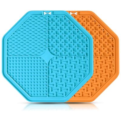 China Custom Octagonal Stainless Steel Dog Lick Mats Slow Feeder Dog Licking Protective Bowls Dog Food Mat With Suction Cups for sale