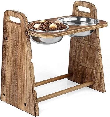 China Wholesale Non-automatic Customized 3 Sizes Raised Dog Bowl , Fit Raised Dog Bowl With Double Stainless Steel Bowl for sale