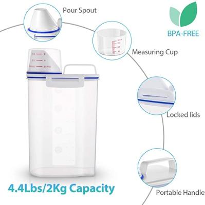 China Wholesale 2KG Non-automatic Plastic Food Storage Container Pet Food Container Keep Clean And Dry With A Cup for sale