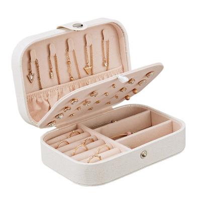 China PU Jewelry Box Small Double Layer Box Ring Storage Bag Mini Jewelry Travel Jewelry Storage Lady Bags Material Black Girl for sale