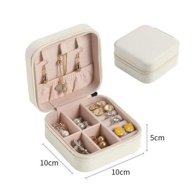 China Custom PU Box Velvet Leather Travel Case Jewelry Box Earring Organizer Logo Small Necklace Ring Jewelry for sale