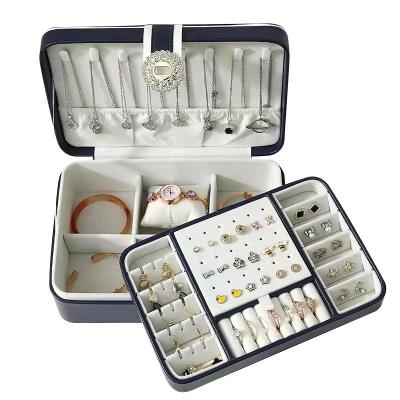 China Wholesale PU Double Layer Large Capacity Jewelry Storage Box Jewelry Earrings Stud Earrings Stud Box With Lock for sale