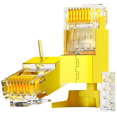 China Cat6 Cable Connector AMPCOM Cat6 Cat7 Cable Connector Gold Color 10Gbps Transmission Speed For Wire Projector Home Wiring for sale