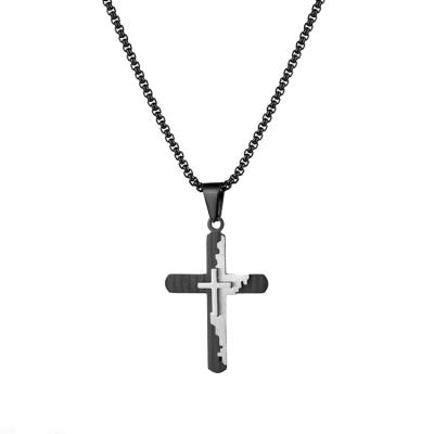 China Wholesale Custom Engraved Religious Jewelry 316L Stainless Steel Silver Cross Pendant Necklace For Women Men for sale