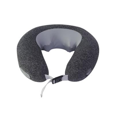 China Neck Heat Massager Neck Pillow Cushion Electronic U-Shape Automatic Inflatable Travel Pillow Neck Massager for sale