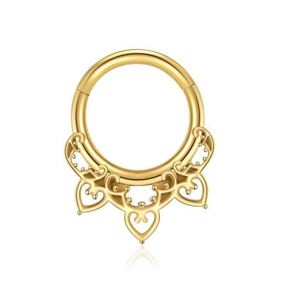 China FASHIONABLE Customize Clicker Segment Circles Ring Body Piercing Jewelry PVD Gold Perforation Wholesales for sale