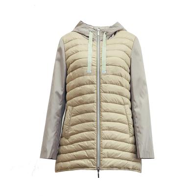 China Waterproof 2023 Autumn Winter New Arrival spliced Down Jacket Women Clothing Water repellent soft ODM outdoor hooded GRS optional for sale