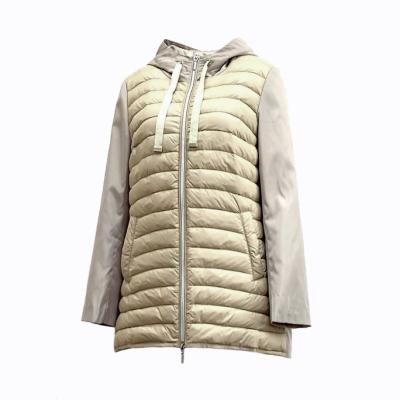 China Waterproof 2023 Autumn Winter very popular spliced Down Jacket Women jacket Water repellent soft ODM OEM outdoor hooded GRS optional for sale