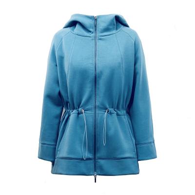 China Stretched 2023 new women jackets Autumn and winter Nylon viscose spandex scubaknit casual jacket coat hooded custom logo for sale