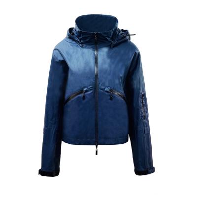 China Waterproof 2023 new arrival women jackets spring summer coated shiny fabric casual jackets water proof with detachable hood for sale