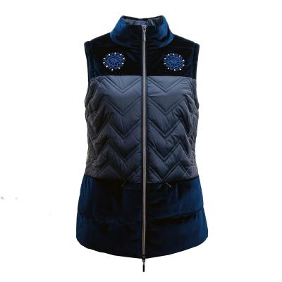China Waterproof 2023 new women Autumn spring Polyester nylon special quilted padded velvet spliced vests outdoor custom logo for sale