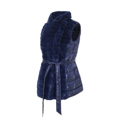 China Breathable 2023 very popular women Autumn winter line-cut faux fur stand collar padded fashion vests ODM for sale