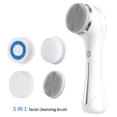 China Pore Shrinking 2021 New Design 4-In-1 Cleansing Face Sweep Electric Facial Brush Detergent Face Remover Vibrating Facial Cleansing Brush for sale