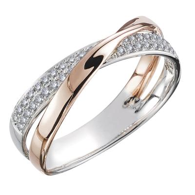 China Newest Cool Punk Two Tone X Shape Cross Ring For Women Wedding Trendy Jewelry Shiny Modern Big CZ Stone Rings for sale