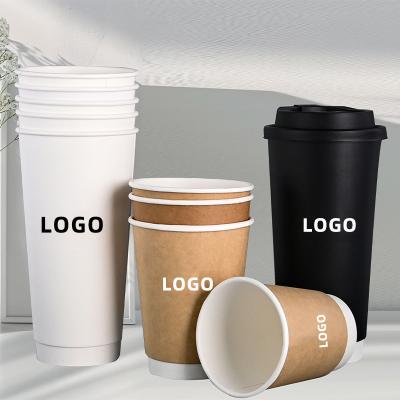 China 90mm Diameter Portable Biodegradable Paper Cups Double Wall Paper Coffee Cups for sale