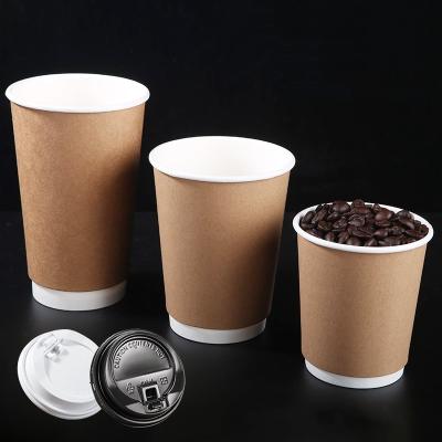 China Eco Friendly Double Layer Kraft Paper Cup Disposable Takeaway Home Use for sale
