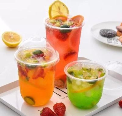 China Kaltgetränke Dessert U-förmige Plastikbecher mit Logo-Druck zu verkaufen