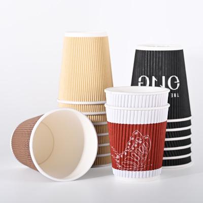 China Disposable Recyclable Ripple Cups With Lids For Hot Drink Customer'S Logo Printing for sale