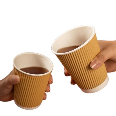 China Customizable Durable 12oz Ripple Paper Cups With Carton Package for sale