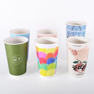 China White Kraft Compostable Paper Cups Double Wall Takeaway Coffee Cups With Lids for sale
