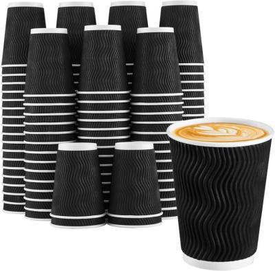 China 12oz 16oz Ripple Wall Coffee Cups Custom Printed Disposable Cups for sale