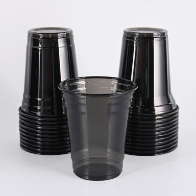Chine Gobelets en plastique PET pour café glacé avec couvercle noir clair pour boissons à emporter à vendre
