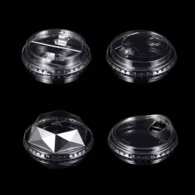 China Disposable PET Plastic Cup Lids Clear Transparent For Coffee Yogurt Juice Tea for sale