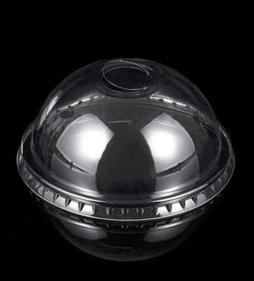 China Coffee Juice Tea Clear Drink Plastic Cup Dome Lids With Round Hole for sale
