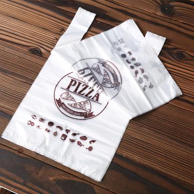 China Clear Plastic Takeaway Carrier Bags Takeaway Food Bags With Silk Screen Printing for sale