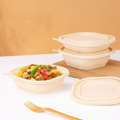 China Natural Eco Friendly Biodegradable Packaging With Lid For Takeaway Food Packaging for sale