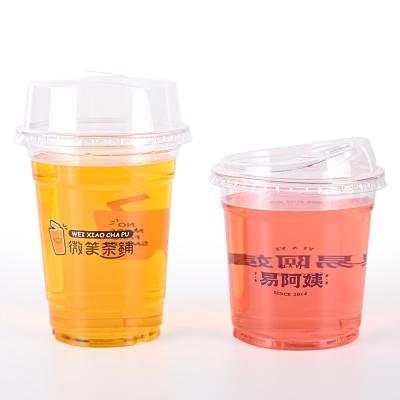 China Recyclable Eco Friendly PET Plastic Cups With Strawless Lids Branded Logo For Tea Usage for sale