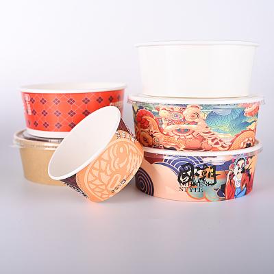 China Rigid Salad Disposable Paper Food Packaging Kraft Paper Bowls For Safe Storage for sale