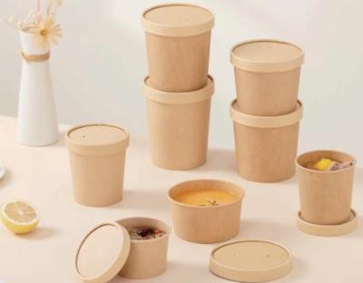 China Rigid Logo Printed Kraft Paper Salad Bowl For Customized for sale