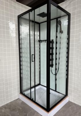China Luxrious Shower Room With Matt Black Profile And Printing Glass For Mordern for sale