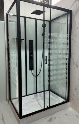 China Luxrious Shower Room With Matt Black Profile And Printing Glass For Elegant for sale