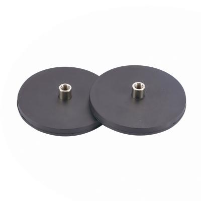 China High Performance Round NdFeB Rubberised Magnets With Internal Thread for sale