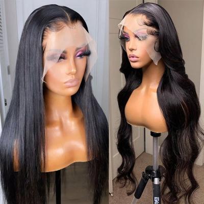 China Soft Smooth Thick Barely Shedding 13*6 Full Lace Front Transparent For Black Women Frontal Natural Human Hair Wigs Wholesale for sale