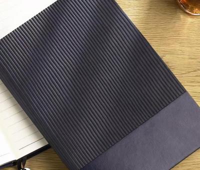 China LOGO A5 Business Office Notebook Stripe Meeting Notebook Magnetic Customizable Single Minute Book PU Leather Notebook for sale