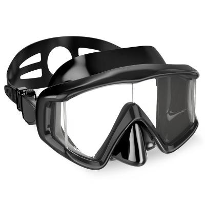 China Full Waterproof Professional Panoramic Diving Face Mask With Buckles 3 Adjustable Lens Diving Mask for sale