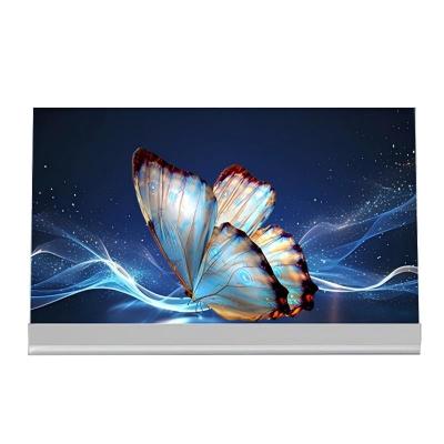 China 77 inch transparant OLED touchscreen digitale kiosk met aluminium frame en pen/finger touch schrijfmethode Te koop