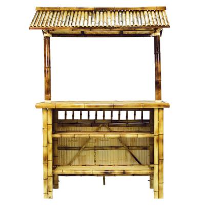 China Bamboo Beach Tiki Bar With Bottle Rack Drinking Bamboo Chairs With Back Support for sale