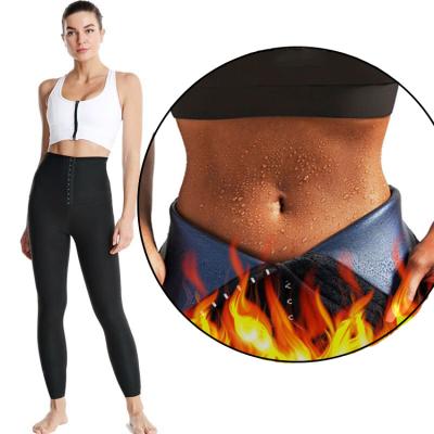 China Custom Logo Antibacterial Neoprene Fitness Tummy Control Invisible Belt Gym Sweat Pants Women Plus Size Trainer Corset Leggings for sale