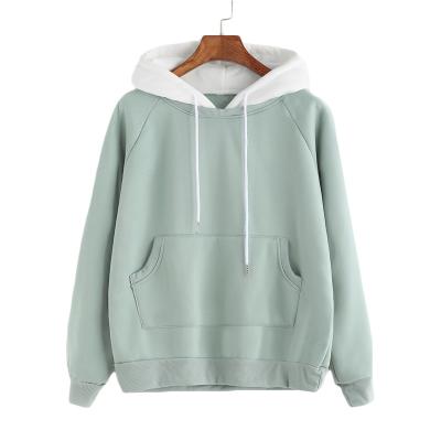 China Designer Loose Lime Green Long Contrast Color Block Anti-pilling Winter Fleece Pullover Sheath French Terry Sweatshirt Women Hoodie Hooded for sale
