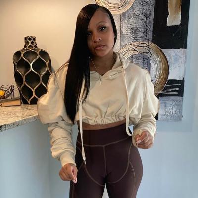 China Anti-pilling In Running Long Sleeve Cropped Plain Pullover Oversized Jumper Crop Top Hoodies Hooded Sweatshirts Women's White for sale