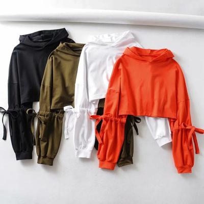 China Anti-pilling Custom Logo No Min Extra Long Sleeve Arc 100 Cotton White Loose Fit Sweaters Crop Tops Hoodie Sweatshirt for sale