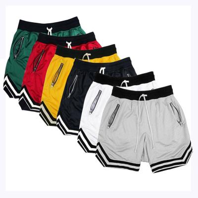 China Breathable Custom Polyester Gym Sport Hoop Empty Ball Sweat Mens Basketball Shorts With Zipper Pocket for sale