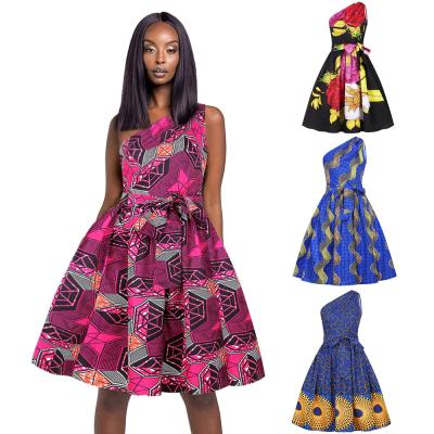 China Wholesale Anti-wrinkle African Women Clothing Off Shoulder Party Club Party Club Quinceanera Floral Pattern Casual Elegant Dress With Sash for sale