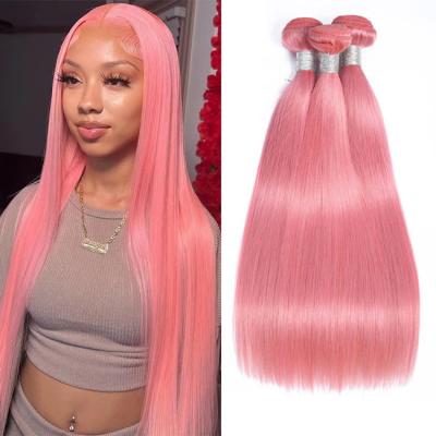 China 100% Factory Wholesale Unprocessed Pink Human Hair Weaves Bundles for sale