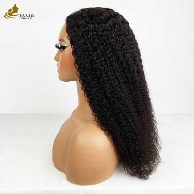 Китай 4*4 Фронтальные кружевные девственные человеческие волосы натуральные черные кудрявые парики с антискользящими полосками продается