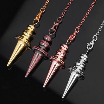 China Spiral Cone Wholesale Antique Copper Cone Metal Pendulum For Divination Dowsing Energy Work Wicca Balancing Spiritual Pendulo A046 for sale